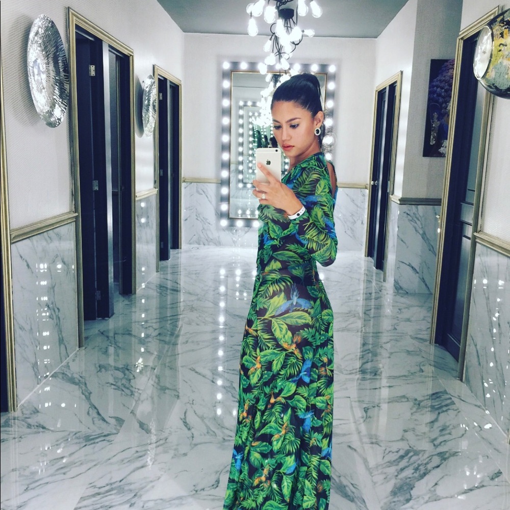 women's green and multicolored floral - Picture 3 of 3
